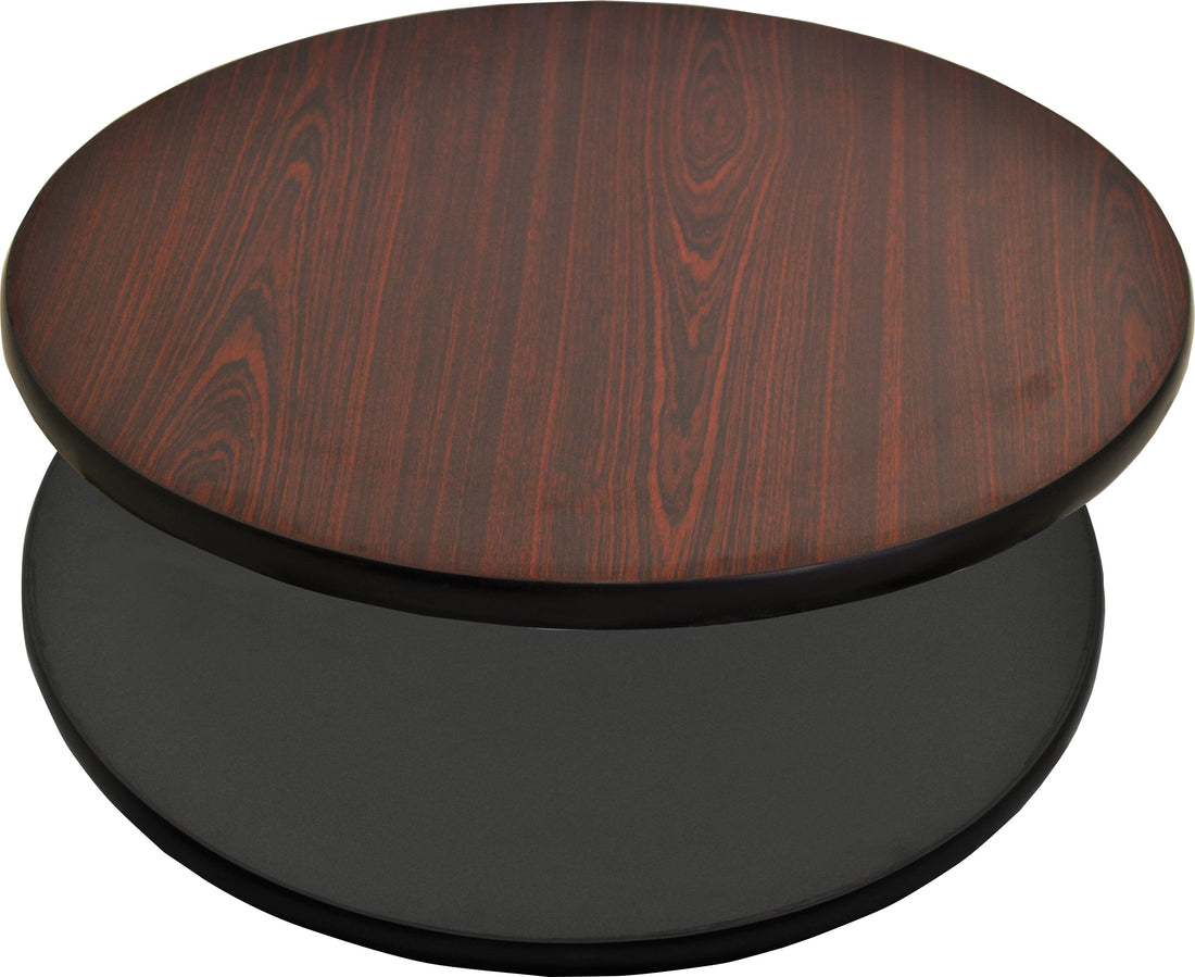 Omcan - 24" Mahogany/Black Round Table Top, Pack of 4 - 43176