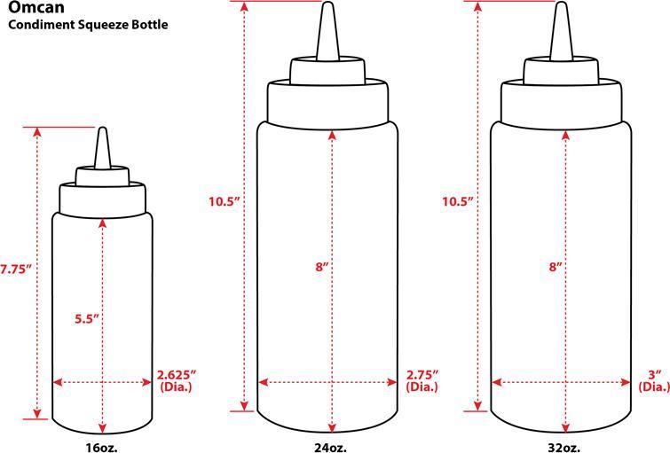 Omcan - 24 oz Clear Condiment Squeeze Bottles, Pack of 40 - 40473