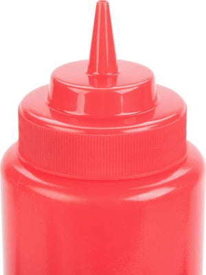 Omcan - 24 oz Red Condiment Squeeze Bottles Set of 6 (710 ml), 15/cs - 40472