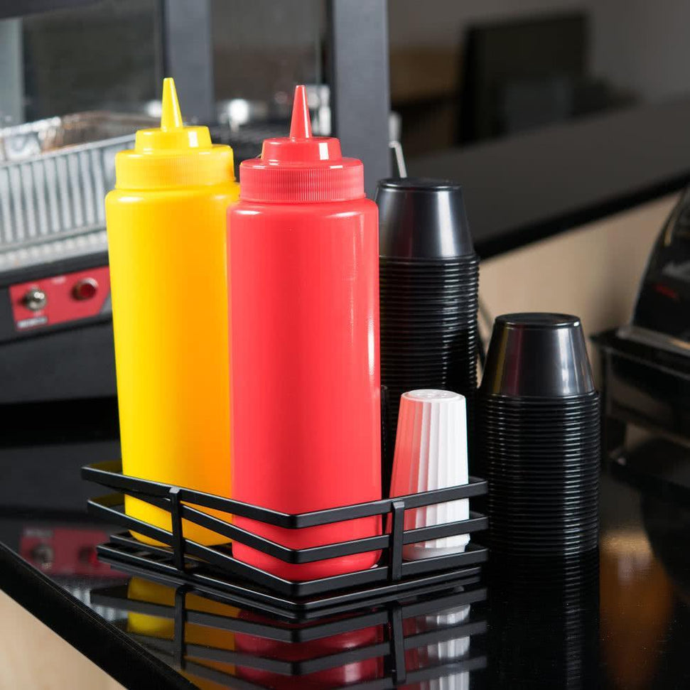 Omcan - 24 oz Yellow Condiment Squeeze Bottles, Pack of 6 (710 ml), Pack of 15 - 40471