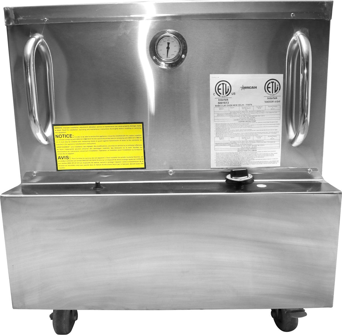 Omcan - 24" x 24" Stainless Steel Natural Gas Tandoor Clay Oven - 47338