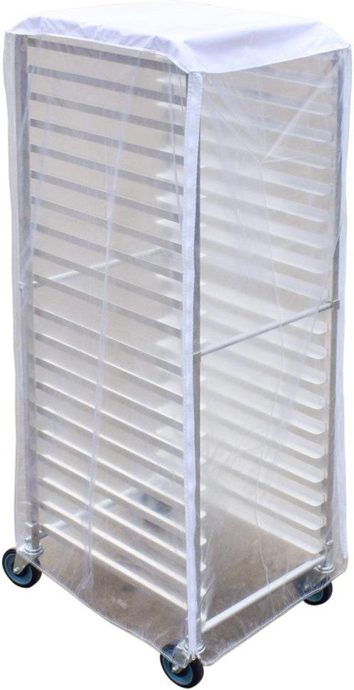 Omcan - 24″ x 28″ x 62″ PVC Nylon Pan Rack Cover, Transparent Sides with Three Zippers, Pack of 2 - 47736