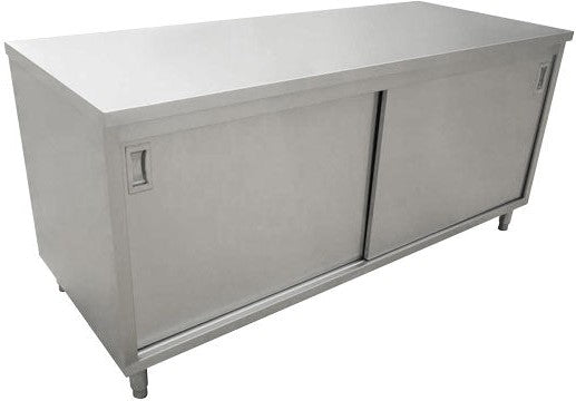 Omcan - 24" x 48" Stainless Steel Worktable With Cabinets and Sliding Doors - 44186
