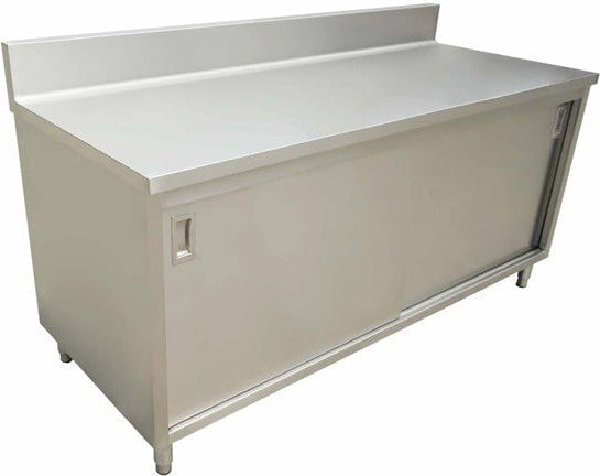 Omcan - 24" x 60" Worktable with Sliding Door Cabinet and 4″ Backsplash - 43481