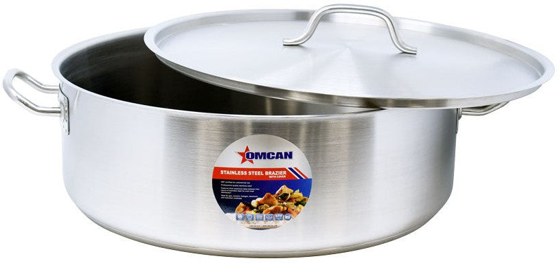 Omcan - 25 QT Stainless Steel Brazier with Cover - 80429