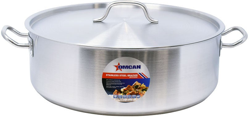 Omcan - 25 QT Stainless Steel Brazier with Cover - 80429
