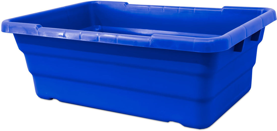Omcan - 25″ x 16″ x 8.5" Blue Stackable Meat Lug / Tote Box, Pack of 5 - 81135