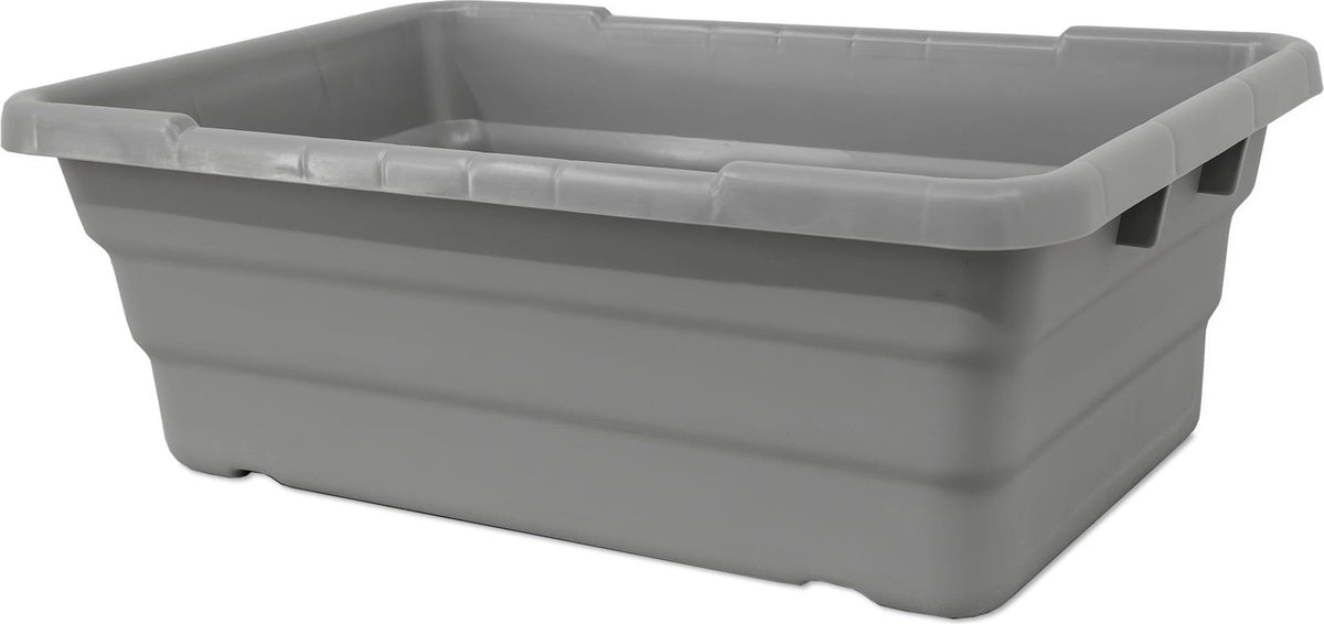 Omcan - 25″ x 16″ x 8.5" Grey Stackable Meat Lug / Tote Box, Pack of 4 - 81136