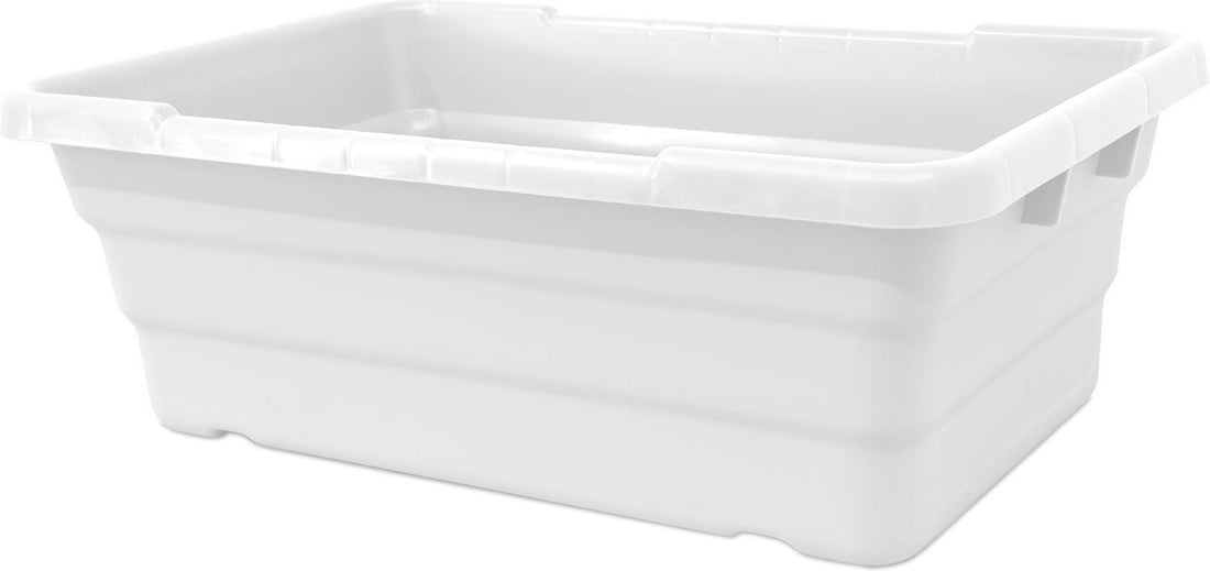 Omcan - 25″ x 16″ x 8.5" White Stackable Meat Lug / Tote Box, Pack of 10 - 81139