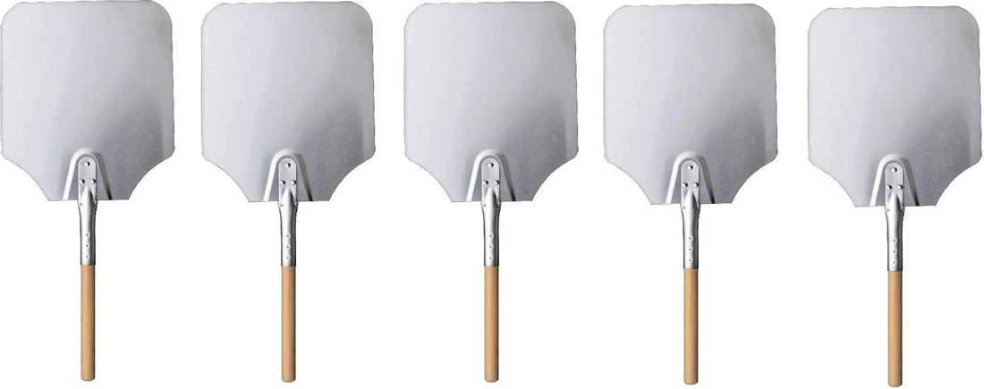 Omcan - 26" Aluminum Pizza Peel with Wooden Handle (12” x14”), Pack of 4 - 80249
