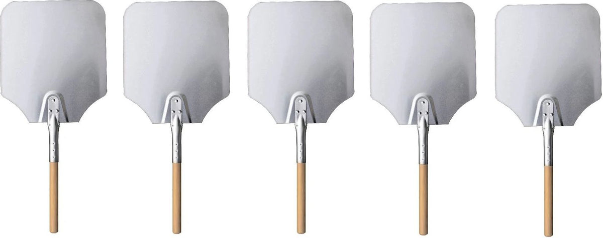 Omcan - 26" Aluminum Pizza Peel with Wooden Handle (12” x14”), Pack of 4 - 80249