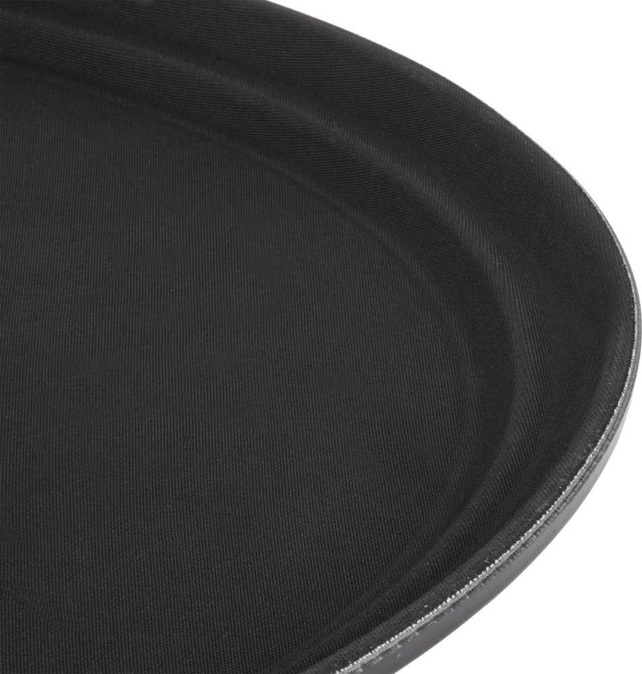 Omcan - 26" Black Oval Non-Slip Service Tray (660 mm x 559 mm) - 80107