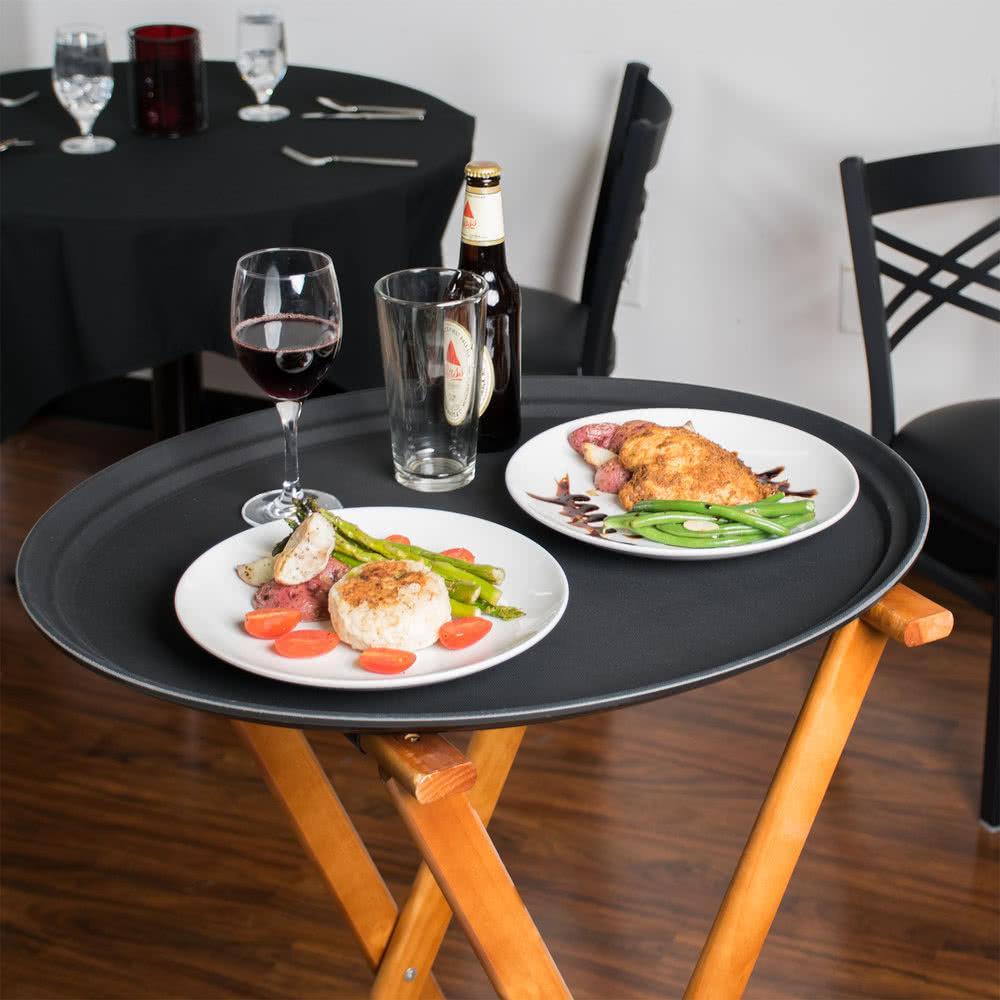 Omcan - 26" Black Oval Non-Slip Service Tray (660 mm x 559 mm), Pack of 3 - 80107