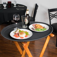 Omcan - 26" Black Oval Non-Slip Service Tray (660 mm x 559 mm), Pack of 3 - 80107