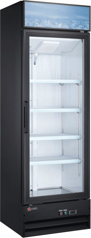 Omcan - 26" Black Single Door Swing Glass Refrigerator - 51035