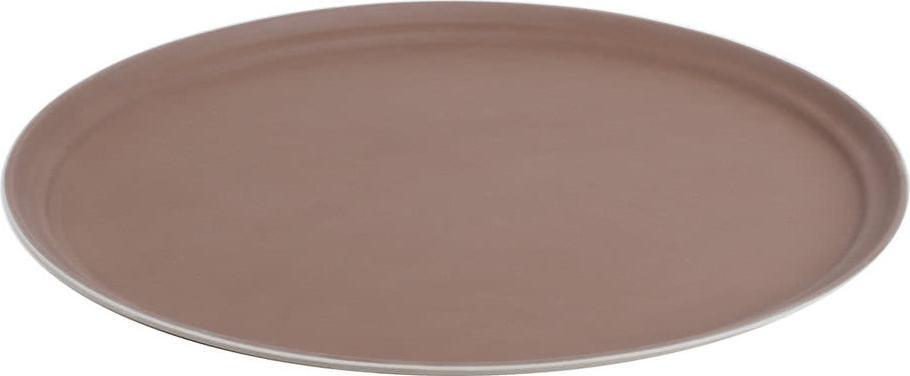 Omcan - 26" x 22" Brown Oval Non-Slip Service Tray (660 mm x 559 mm), Pack of 3 - 80108