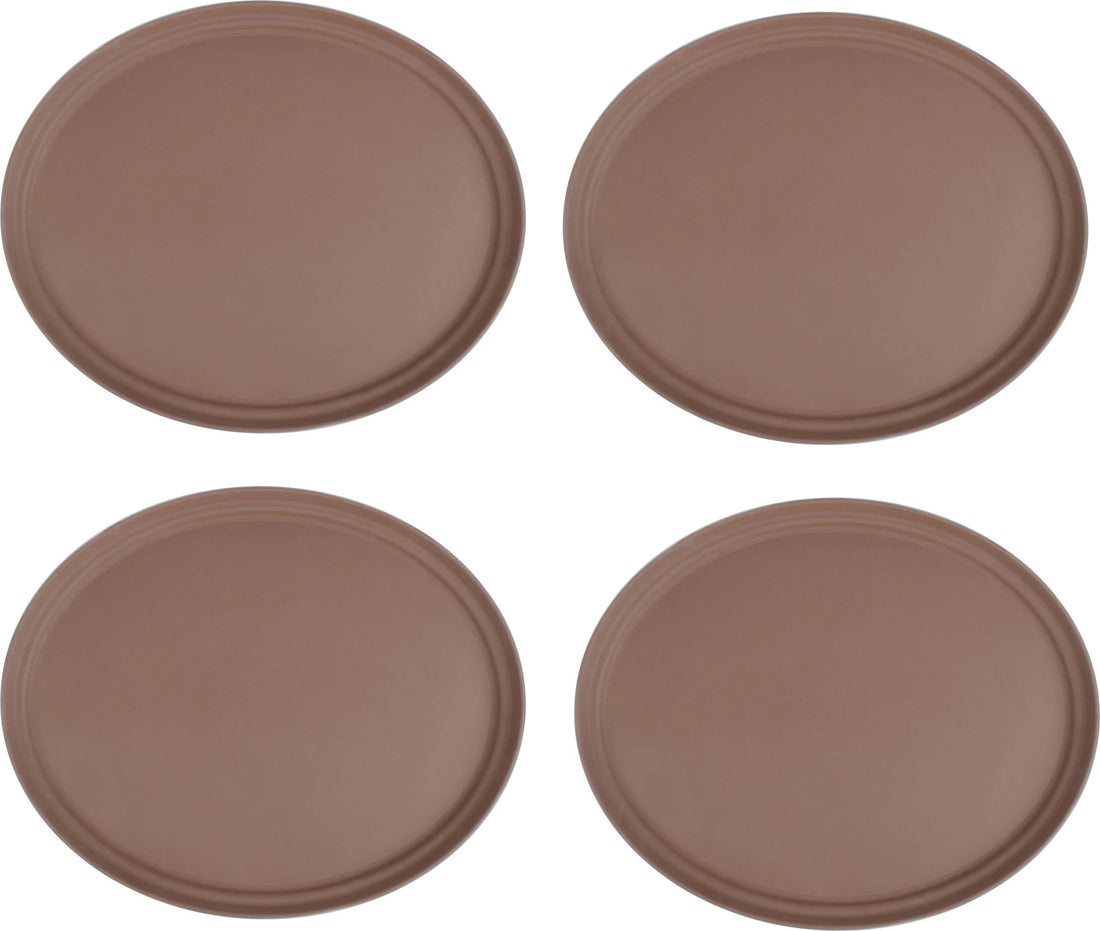 Omcan - 26" x 22" Brown Oval Non-Slip Service Tray (660 mm x 559 mm), Pack of 3 - 80108
