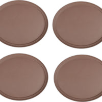 Omcan - 26" x 22" Brown Oval Non-Slip Service Tray (660 mm x 559 mm), Pack of 3 - 80108