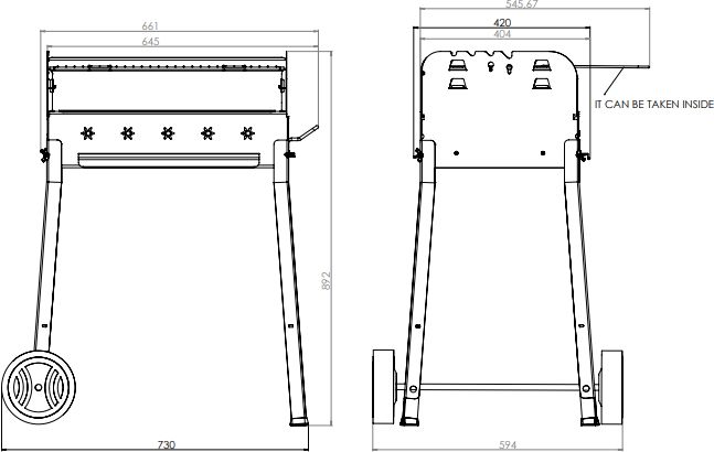 Omcan - 27.6″ x 18.9″ Stainless Steel Charcoal BBQ Grill with Stainless Steel Brazier and Panel - CE-IT-0156