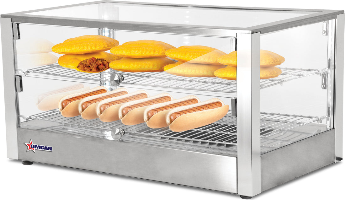Omcan - 28” Countertop Display Warmer with Front & Rear Doors & 2 Shelves - DW-CN-0080-L