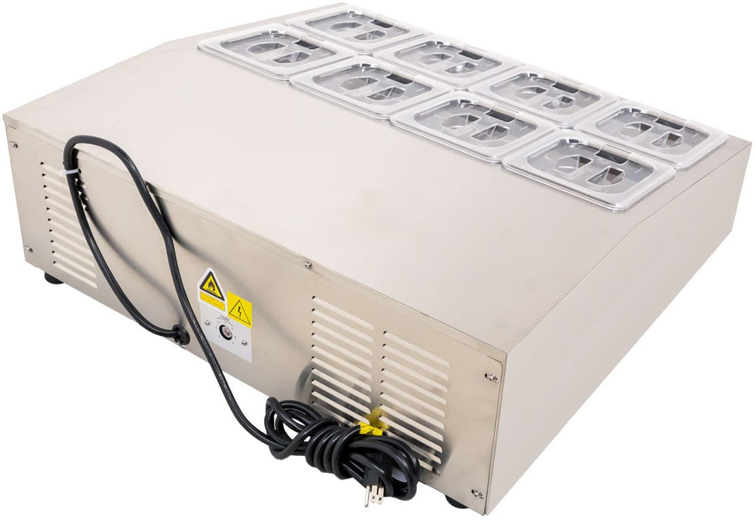 Omcan - 28″ Countertop Refrigerated Prep Rail with 8 x GN 1/6 Pans Capacity - 47862