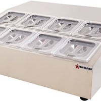 Omcan - 28″ Countertop Refrigerated Prep Rail with 8 x GN 1/6 Pans Capacity - 47862