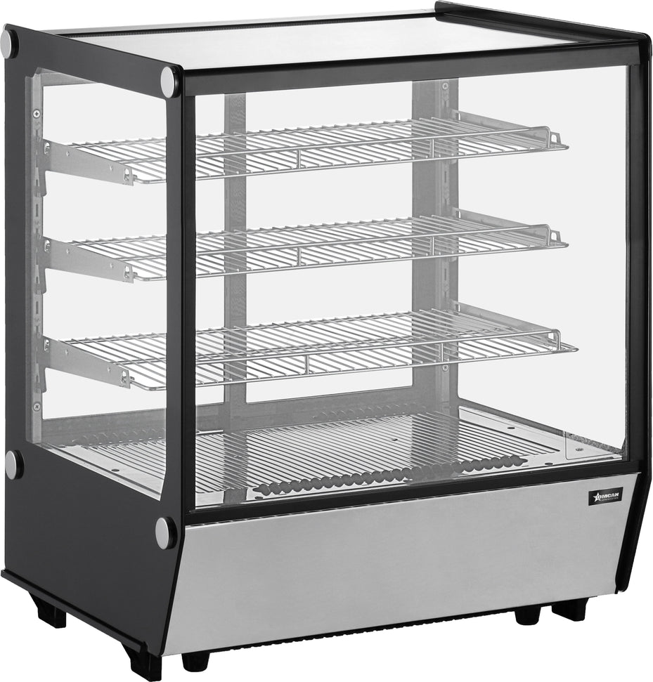 Omcan - 28″ Countertop Square Glass Refrigerated Display with 120 Liters Capacity -47107