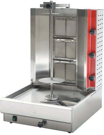 Omcan - 28,500 BTU Stainless Steel Natural Gas Doner Kebab Machine with 3 Burners - 47496