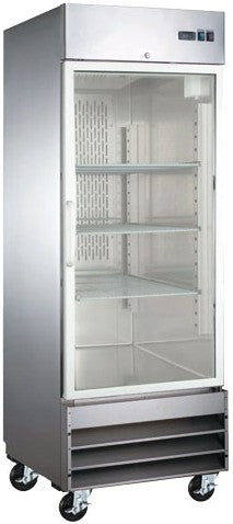 Omcan - 29″ Stainless Steel Reach in Refrigerator Single Glass Door With 23 Cu.Ft. Capacity - 51024