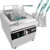 Omcan - 2.4 Gal. Electric Single Tank Pasta Cooker with 4 Round Baskets, 2 Rectangular Baskets - 47503