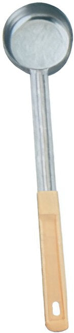 Omcan - 3 Oz One-Piece Stainless Steel Solid Portion Control Spoon with Ivory Handle, Pack of 40 - 80778