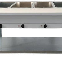 Omcan - 3 Pan Open Well Propane Steam Table with Cutting Board and Undershelf - 47363