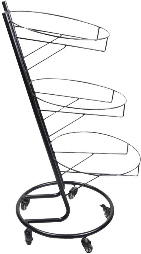 Omcan - 3-Tier Black Display Stand with 5 Wheels - 44294