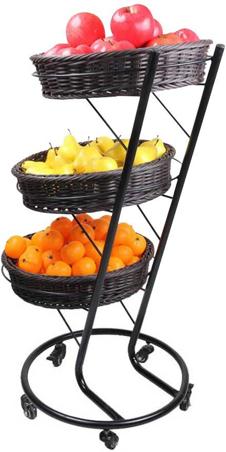 Omcan - 3-Tier Black Display Stand with 5 Wheels - 44294