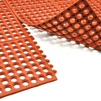 Omcan - 3’ x 3’ Terracotta Interlocking Edge Anti-Fatigue Mat, Pack of 4 - 39768