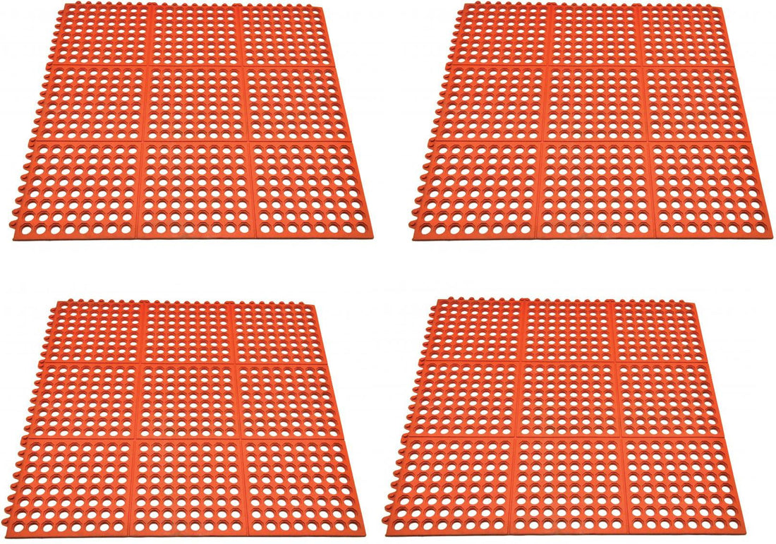 Omcan - 3’ x 3’ Terracotta Interlocking Edge Anti-Fatigue Mat, Pack of 4 - 39768
