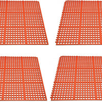 Omcan - 3’ x 3’ Terracotta Interlocking Edge Anti-Fatigue Mat, Pack of 4 - 39768