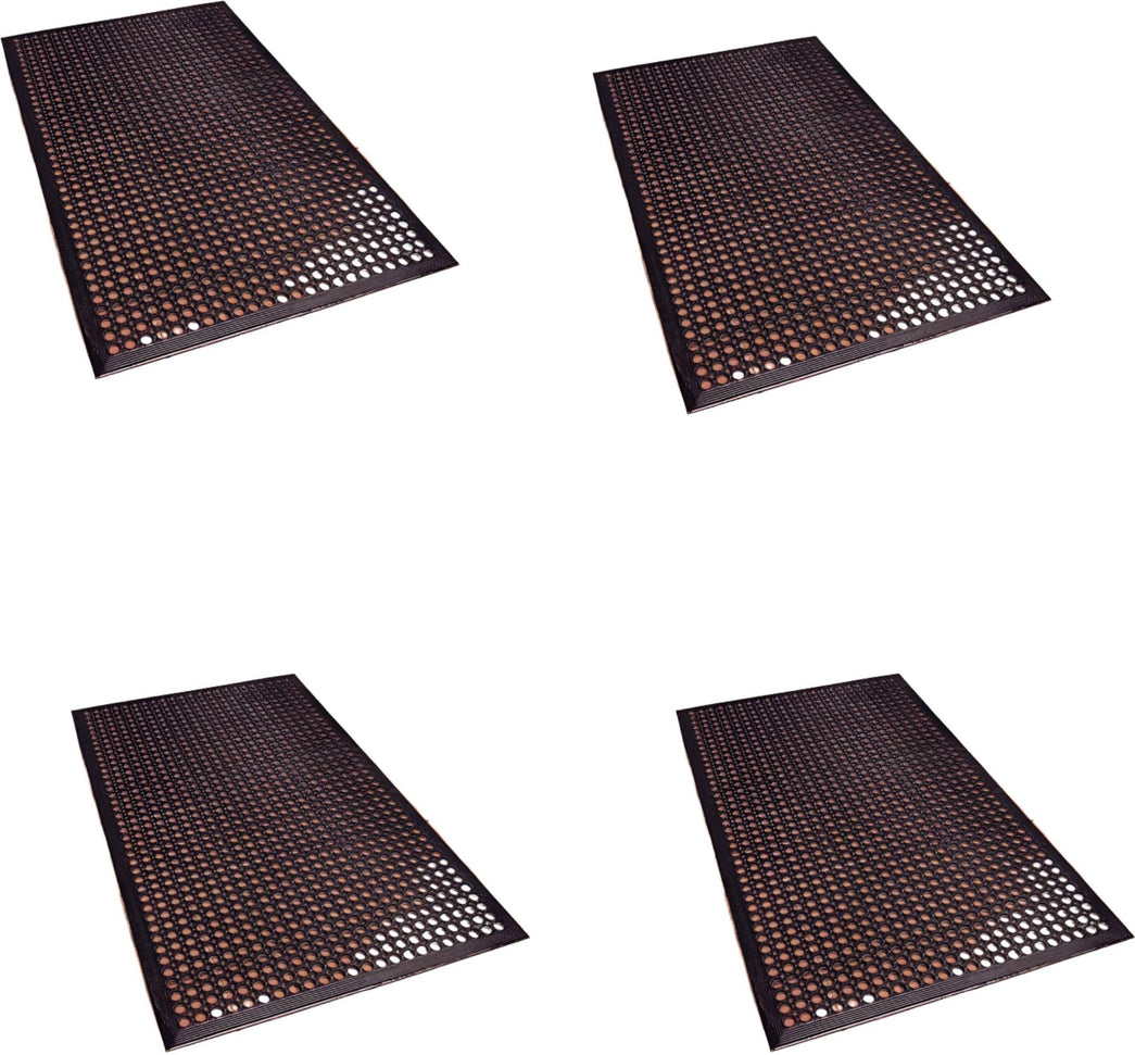 Omcan - 3’ x 5’ Black Anti-Fatigue Mat, Pack of 4 - 23584