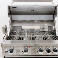 Omcan - 30", 5 Burners Propane Gas BBQ Grill with 58,000 BTU and Rotisserie Kit, Warming Rack - CE-CN-0030-B LP