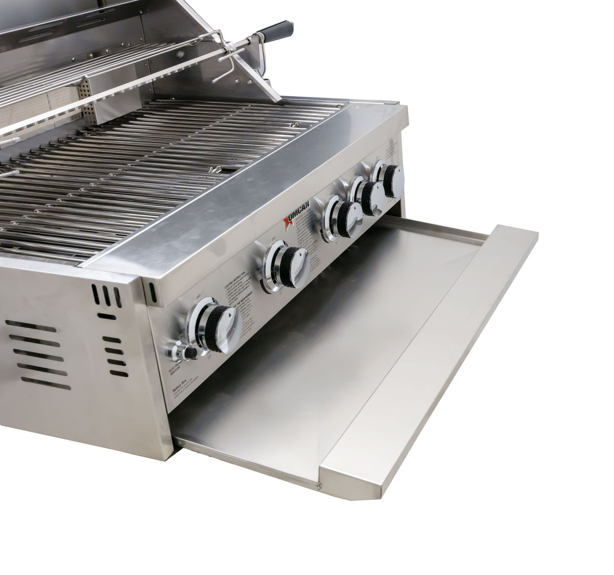 Omcan - 30", 5 Burners Propane Gas BBQ Grill with 58,000 BTU and Rotisserie Kit, Warming Rack - CE-CN-0030-B LP