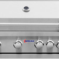 Omcan - 30", 5 Burners Propane Gas BBQ Grill with 58,000 BTU and Rotisserie Kit, Warming Rack - CE-CN-0030-B LP
