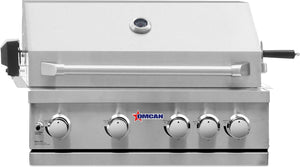 Omcan - 30", 5 Burners Propane Gas BBQ Grill with 58,000 BTU and Rotisserie Kit, Warming Rack - CE-CN-0030-B LP