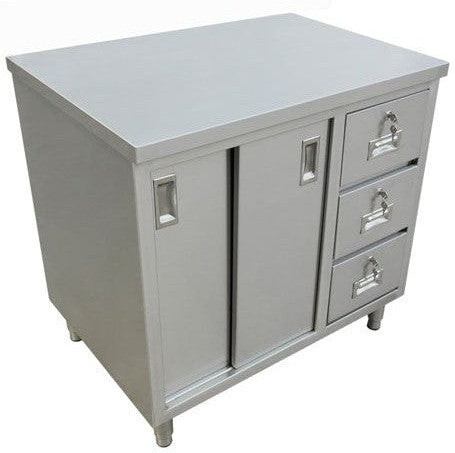 Omcan - 30" x 48" Stainless Steel Worktable With Cabinets And Drawers - 44195
