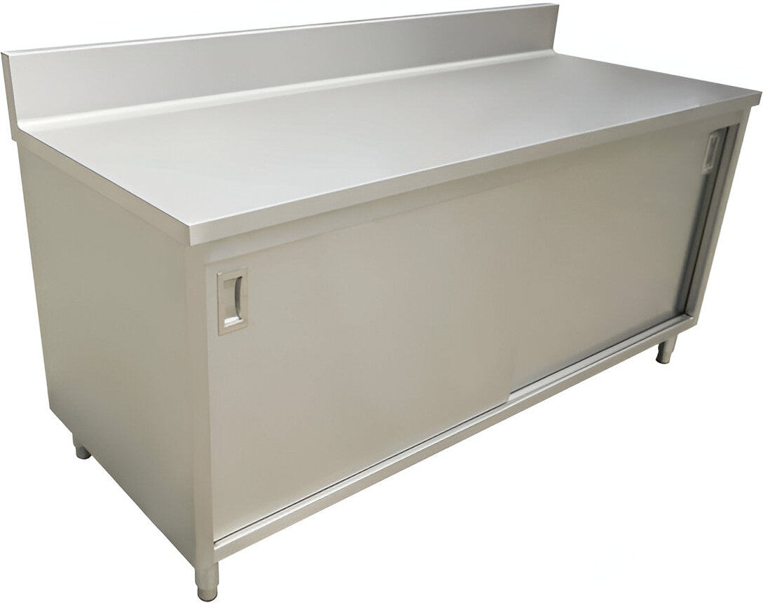 Omcan - 30" x 60" Worktable with Backsplash & Sliding Doors - 45282