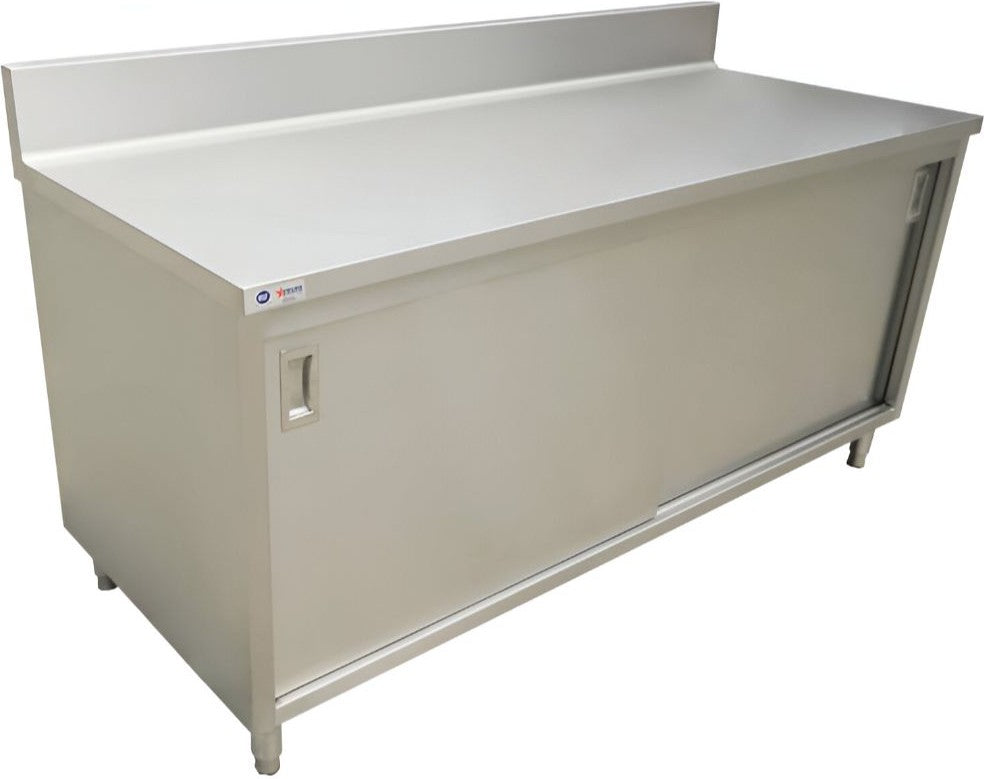 Omcan - 30" x 72" Worktable with Backsplash & Sliding Doors - 45283