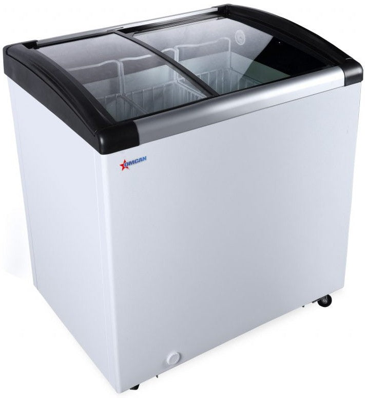 Omcan - 31" x 24" x 33" Ice Cream Display Chest Freezer with Curved Glass Top - 47751