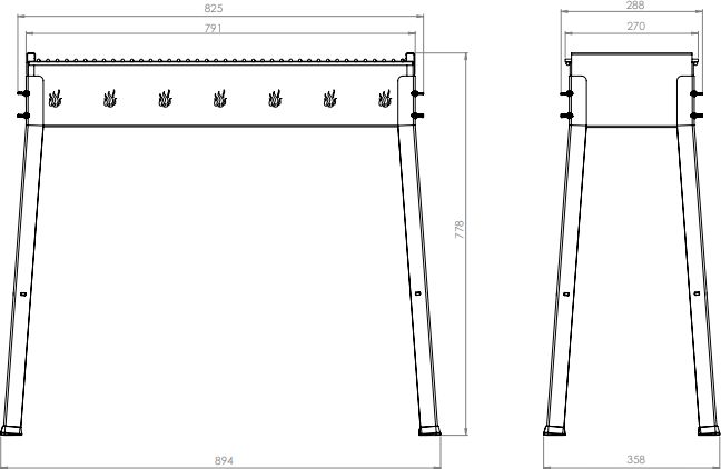 Omcan - 31.5″ x 12.6″ Stainless Steel Charcoal BBQ Grill with Stainless Steel Brazier - CE-IT-0291