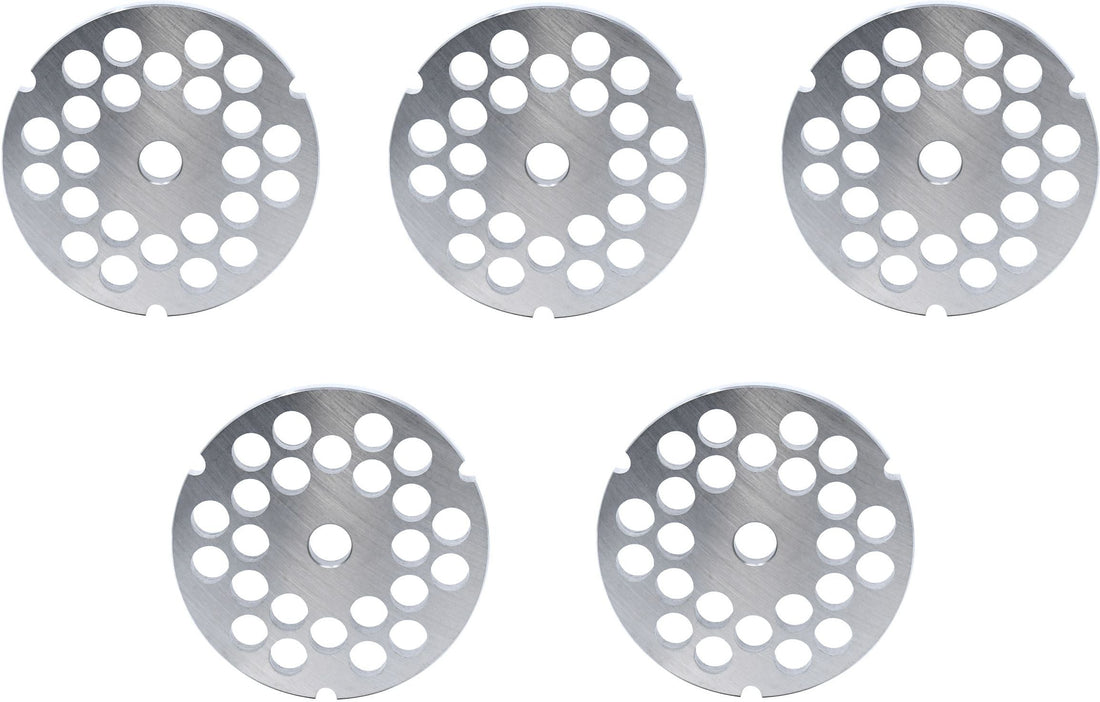 Omcan - #32 (12 mm) Carbon Steel Hubless 3-Notch Meat Grinder Plate, Pack of 4 - 11263