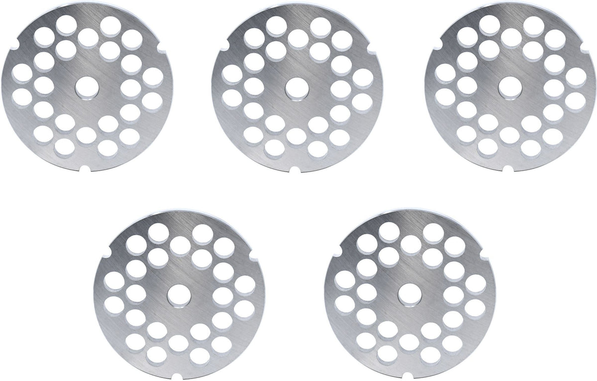 Omcan - #32 (12 mm) Carbon Steel Hubless 3-Notch Meat Grinder Plate, Pack of 4 - 11263