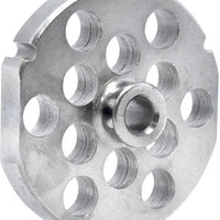 Omcan - #32 (3 mm) Stainless Steel Meat Grinder Plate with Hub & 3 Notches - 23552